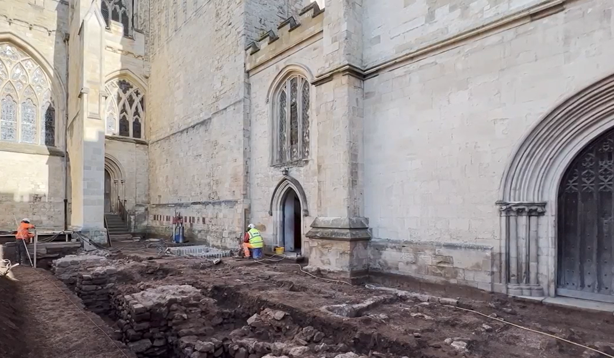 The excavations seen at ground level.