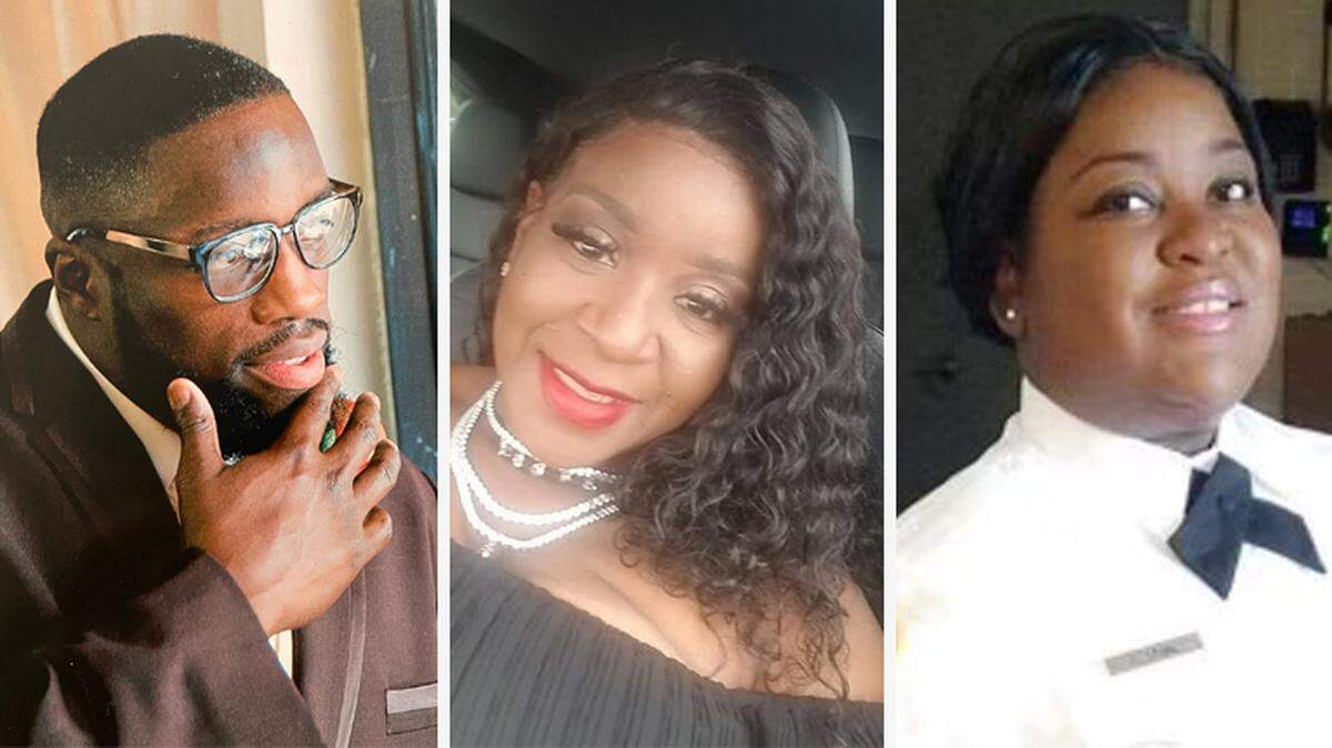 De izquierda a derecha, los agentes penitenciarios de Miami-Dade Terrell Jordan, Sylvia Allen y Calyne St. Val murieron recientemente por complicaciones del COVID-19.