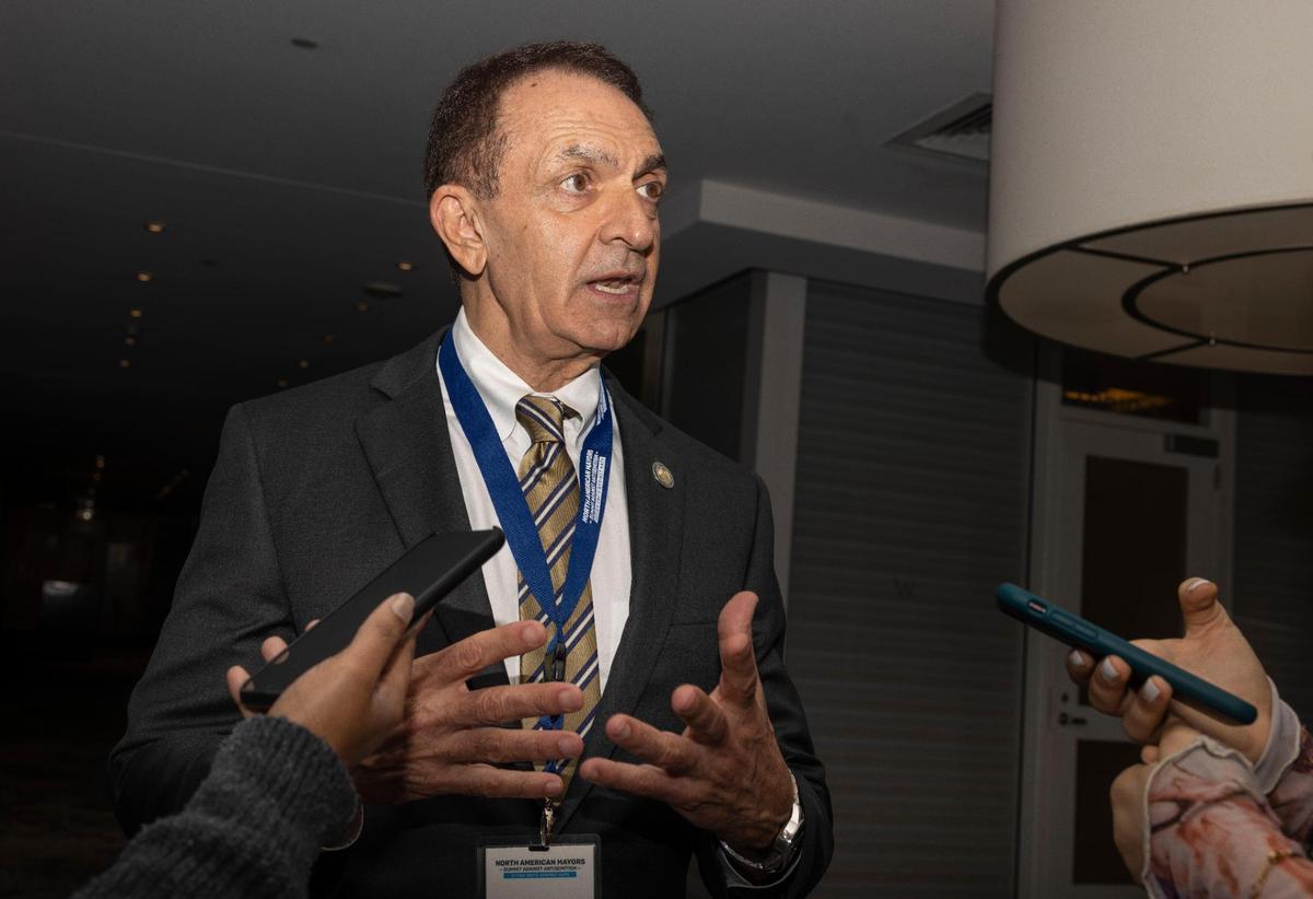 Fort Lauderdale Mayor Dean Trantalis speaks to reporters before the North American Mayors Summit Against Antisemitism on Wednesday, Nov. 15, 2023, at the W Hotel in Fort Lauderdale.