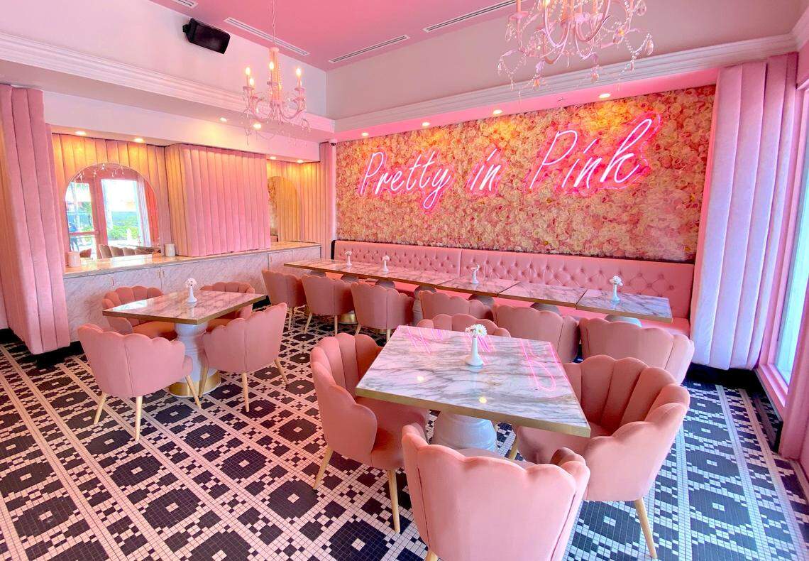 The private “Pretty in Pink” room seats 24.