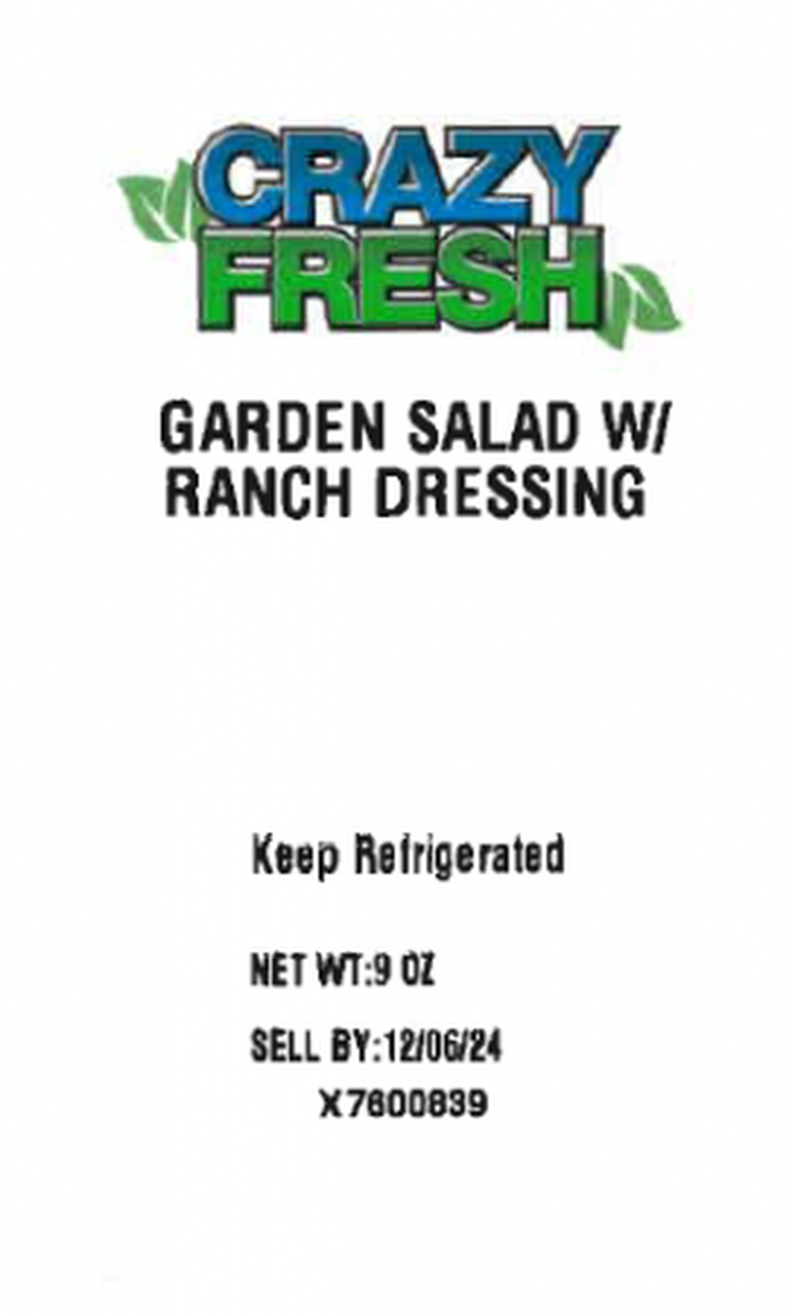 Crazy Fresh Garden Salad with Ranch Dressing.