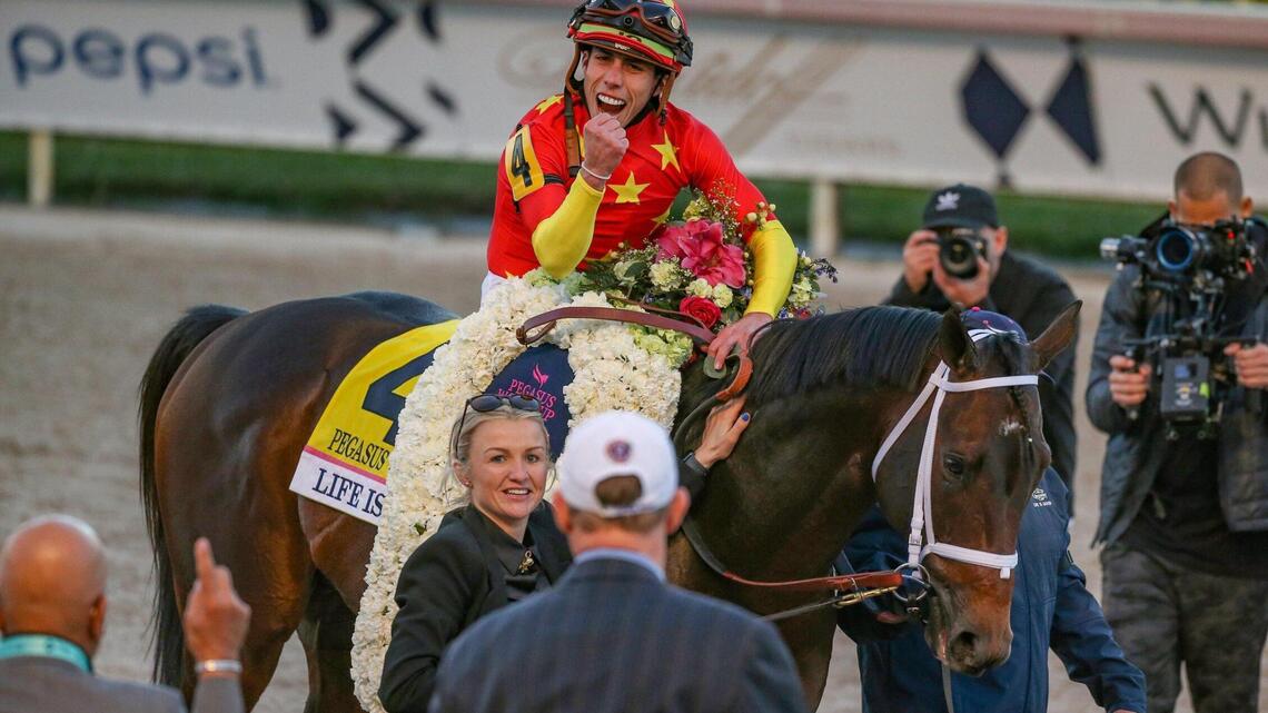 Life Is Good leads gate to wire for a dominating victory in the Pegasus World Cup