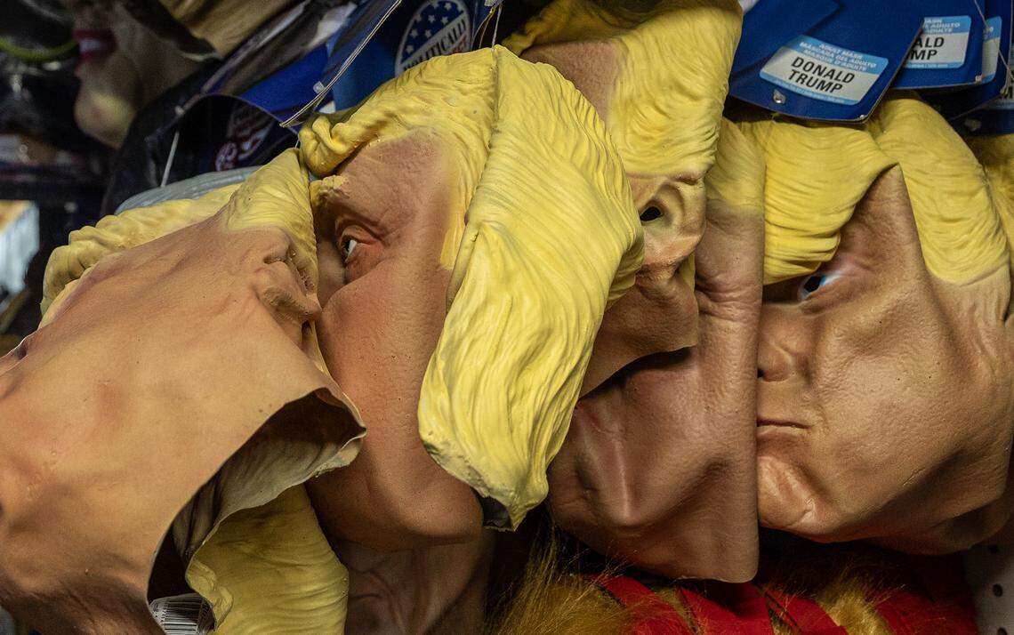 View of popular masks for sale ahead of Halloween, at the famous La Casa De Los Trucos (The House of Tricks), one of the world’s oldest active costume establishments, located at 1343 SW 8th Street, Little Havana, on Wednesday, October 1, 2025.