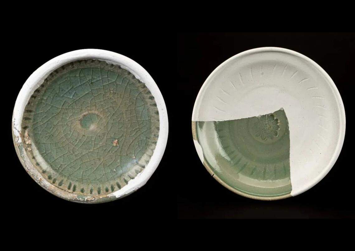 Some of the imitation Longquan celadon bowls found in Guangdong.