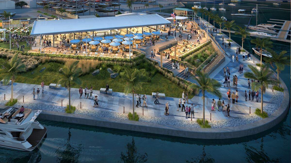 A rendering of Reggata, the new dining and nightlife development planned for Coconut Grove.