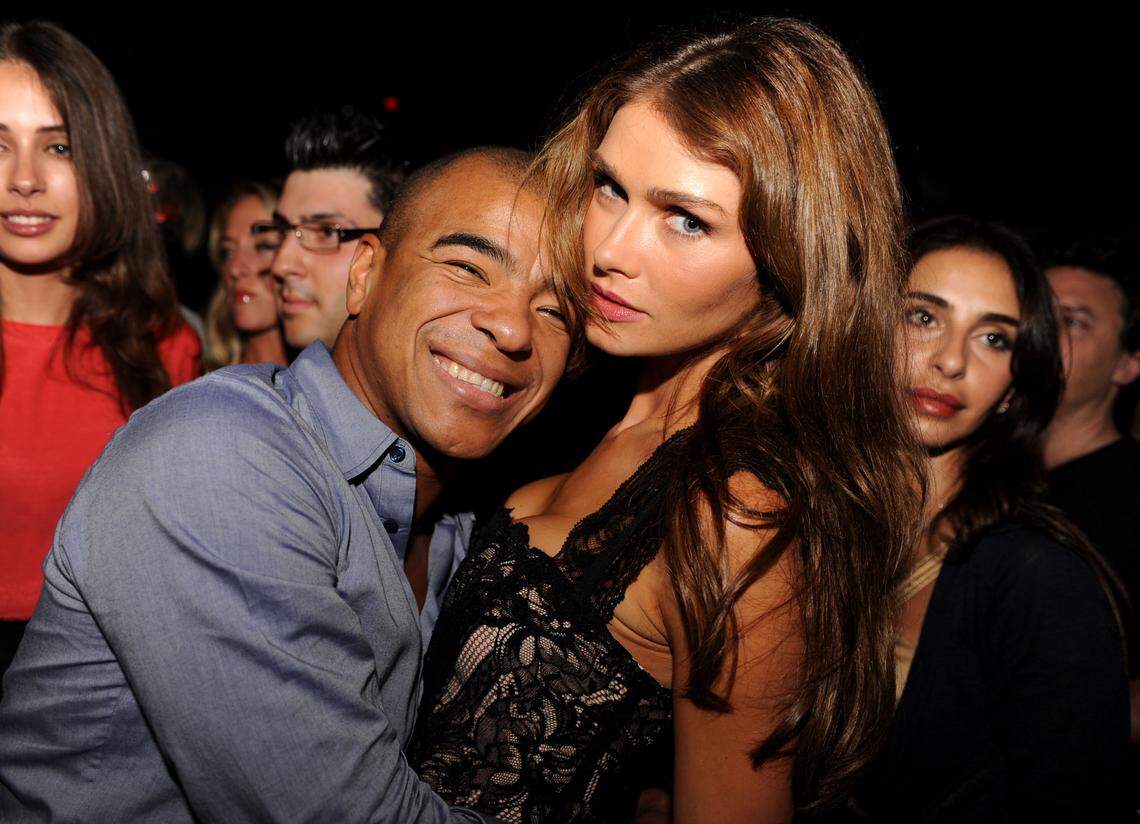 Erick Morillo and Sarah Mutch at an Ocean Drive Magazine cover party at LIV at Fontainebleau in Miami Beach in 2010.