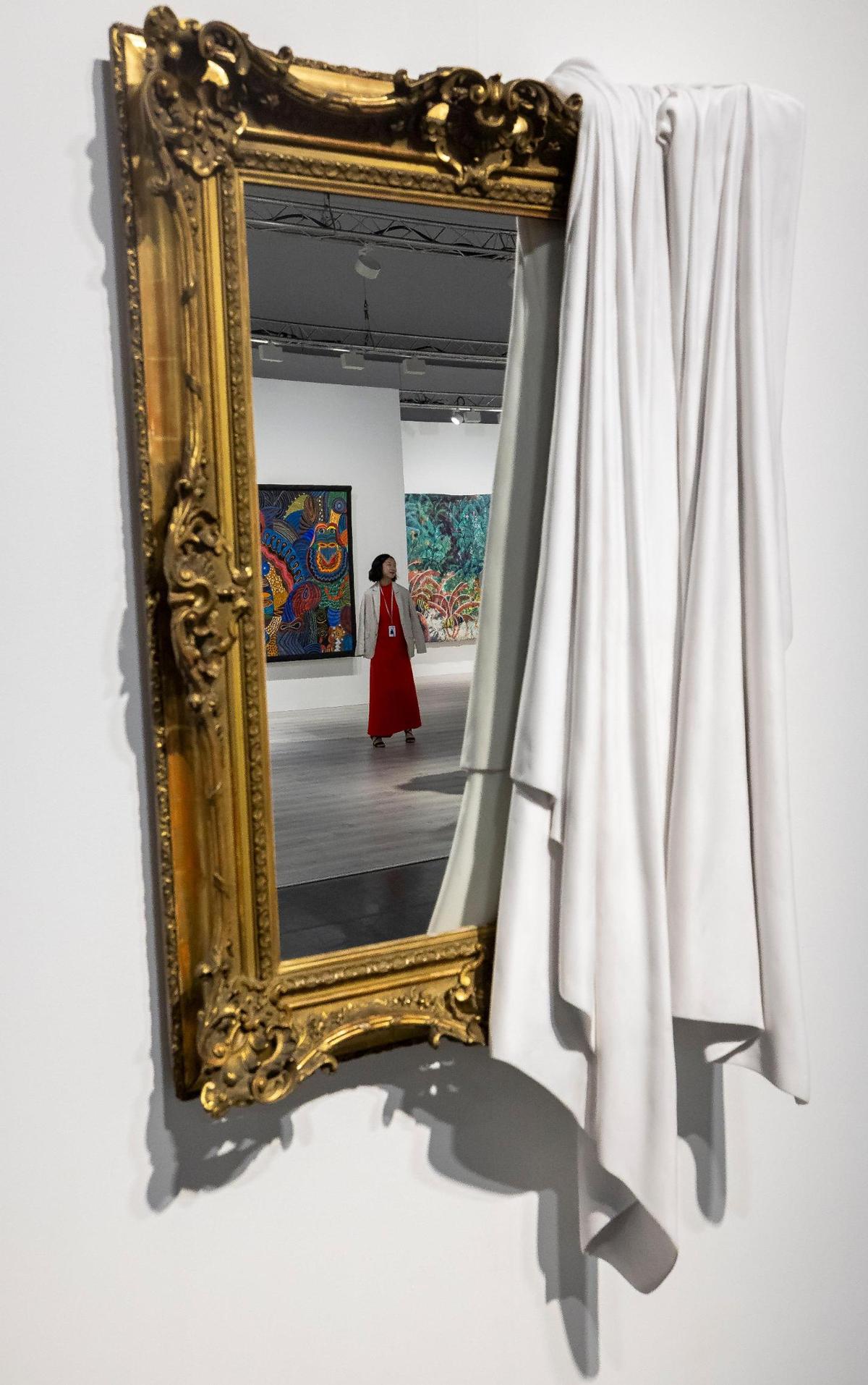 ‘I be…’ by Ryan Gander is presented by Lisson Gallery during Art Basel at the Miami Beach Convention Center on Wednesday, Dec. 4, 2024, in Miami Beach, Fla.