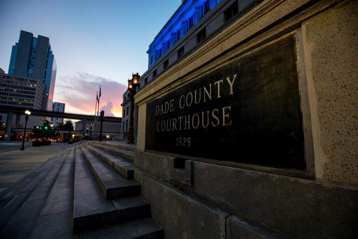 The Florida Housing Justice Alliance held a demonstration against the end of the eviction moratorium in front of the Miami-Dade County Courthouse in downtown Miami, Florida on Tuesday, June 30, 2020. The moratorium has been extended until Sept. 1, 2020.