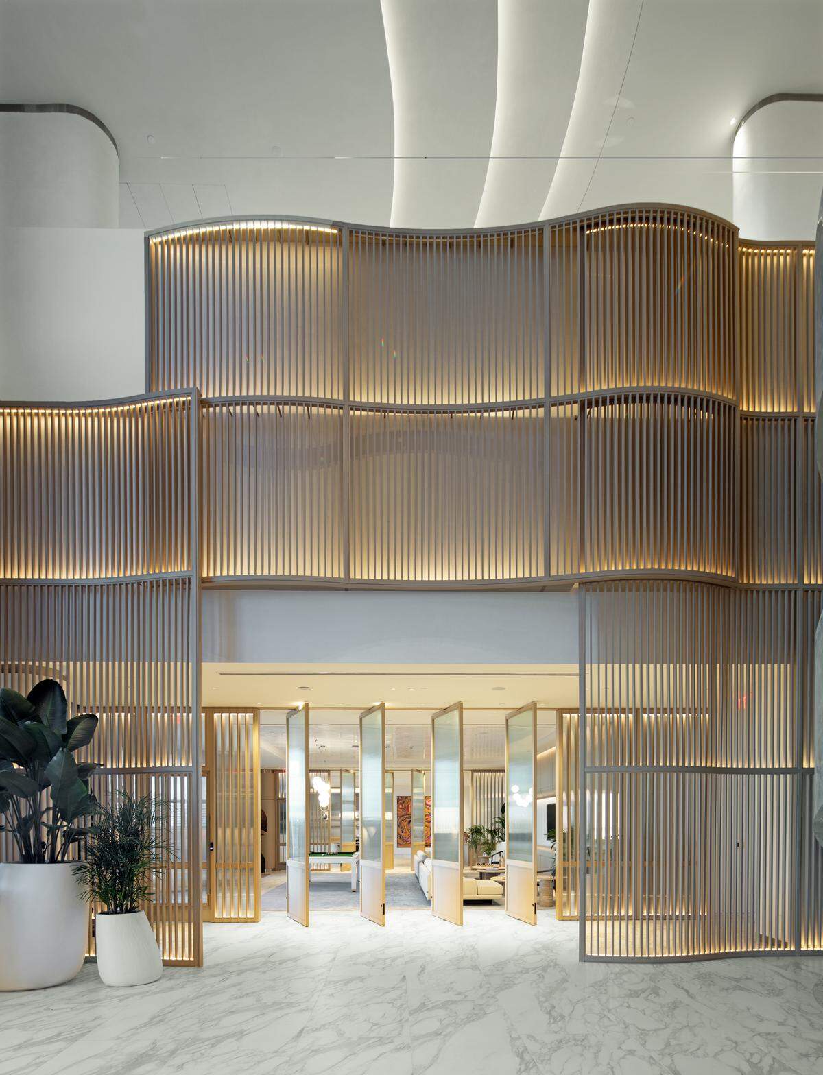 The interior of Casamar, the newly completed luxury development in Pompano Beach. The building was designed by Arquitectonica with interiors by Rockwell Group.