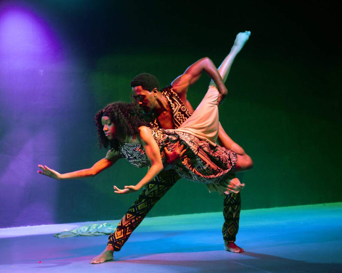 Mary and Joseph, portrayed by Jeffery Cason and Keyona Omega, perform a duet, dancing and singing “My Way’s Cloudy.”