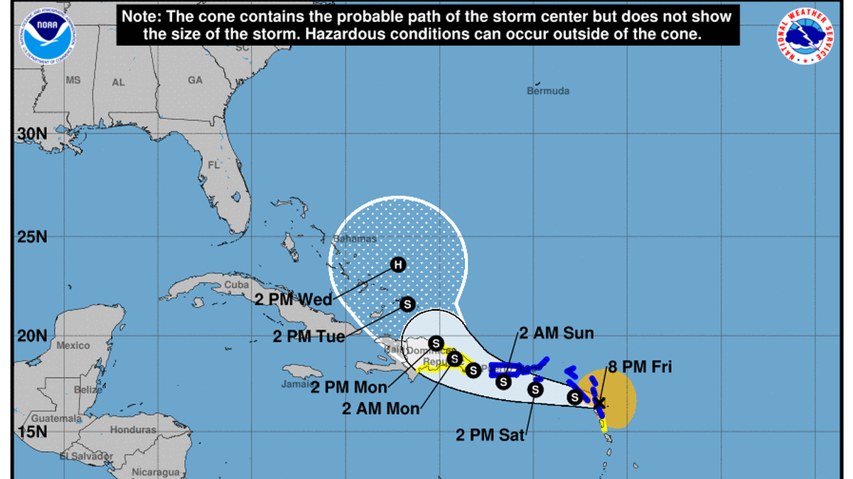 Tropical Storm Fiona is sending rain bands and high winds to Guadeloupe.