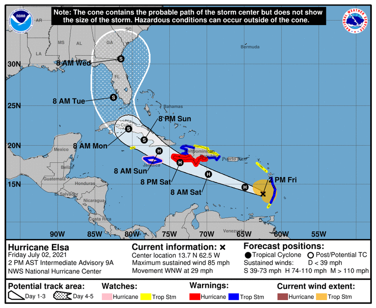 Hurricane Elsa continues to strengthen as it makes its way through the eastern Caribbean toward Haiti and the Dominican Republic.