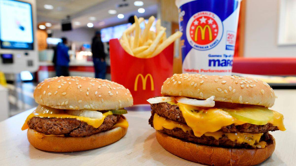 A McDonald's Quarter Pounder, left, and Double Quarter Pound burger.