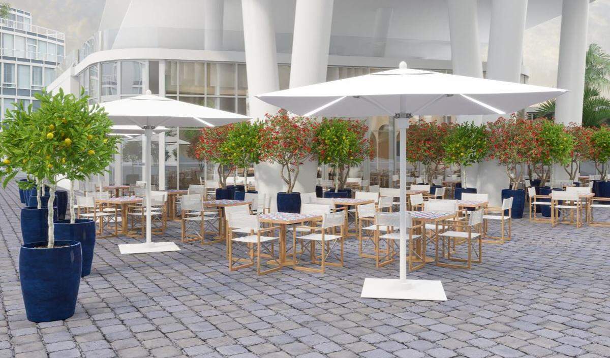 The outdoor terrace at Amare Ristorante.