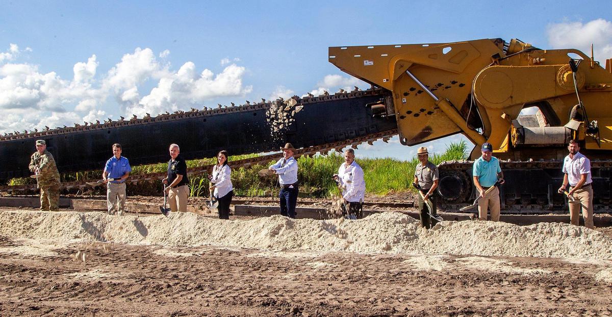 A group of elected officials, Water Management Board members and Everglades restoration advocates participated in the ground breaking ceremony near the backdoor to Everglades National Park on Aug. 20, 2021.