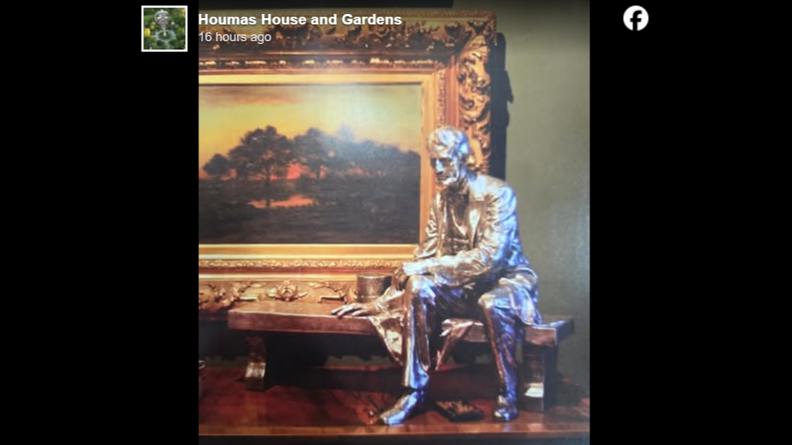 This 64-pound solid silver statue was stolen from the Houmas House Estate in Darrow, Louisiana, deputies say. It was created by sculptor Gustav Borglum who created Mount Rushmore, officials say. 