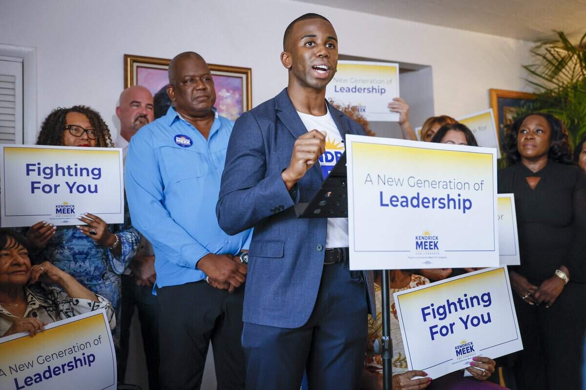 Kendrick Meek Jr. formally announced his candidacy in the crowded congressional district 24 race in South Florida. Meek follows in the esteemed footsteps of his father Kendrick Meek, and grandmother Carrie Meek, who previously held the seat. Meek's grandmother was among Florida's first three Black representatives in Congress since Reconstruction after a federal court drew the majority-Black South Florida district to comply with the federal Voting Rights Act. His father then held the seat from 2003 until 2011. The announcement was held at the home of the late United States Representative Carrie Meek in Miami on Florida, on Friday, June 12, 2026.