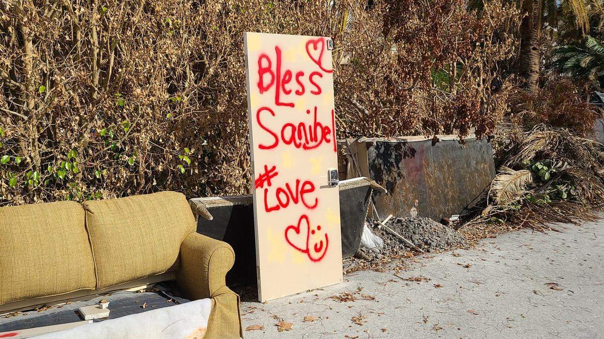 An optimistic sign in the aftermath of Hurricane Ian on Sanibel as the owner of Lighthouse Café begins the rebuilding process on Oct. 12, 2022.