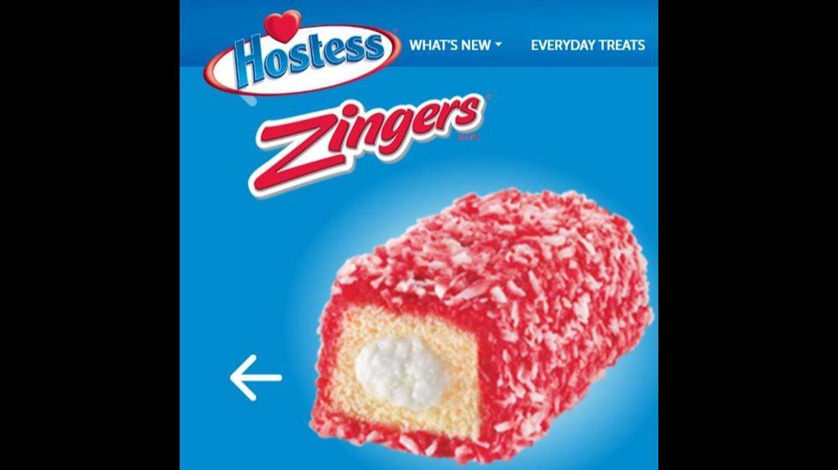 The Rasberry Zinger spot on Hostess’ website, where the recall didn’t appear to be mentioned Wednesday morning.