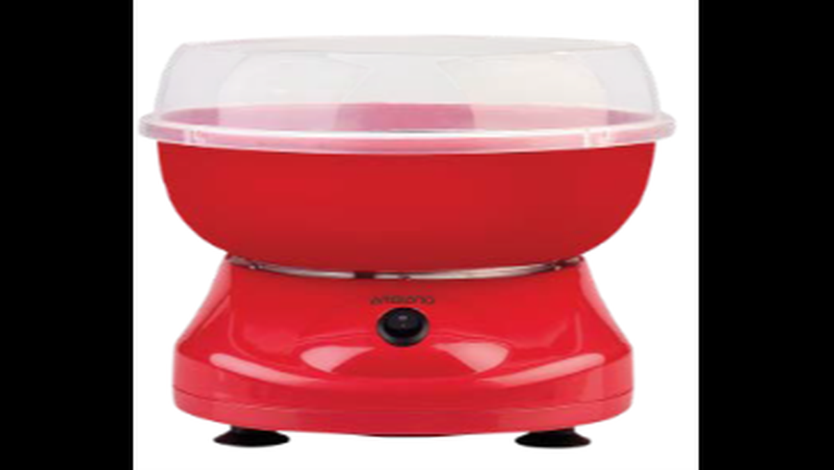The recalled Ambiano Cotton Candy Maker was sold at Aldi stores in red and teal.