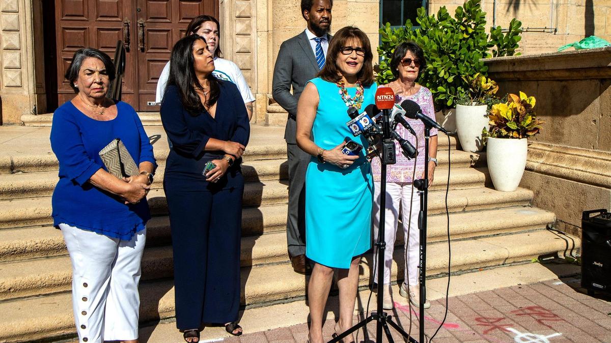 Florida State Senator Annette Taddeo, democratic Candidate for U.S. Congress District #27, speaks during a press conference held by former Cuban unaccompanied Minors Known as Pedro Pans and democratic candidates at the Freedom Tower in Miami, on Wednesday September 07, 2022.