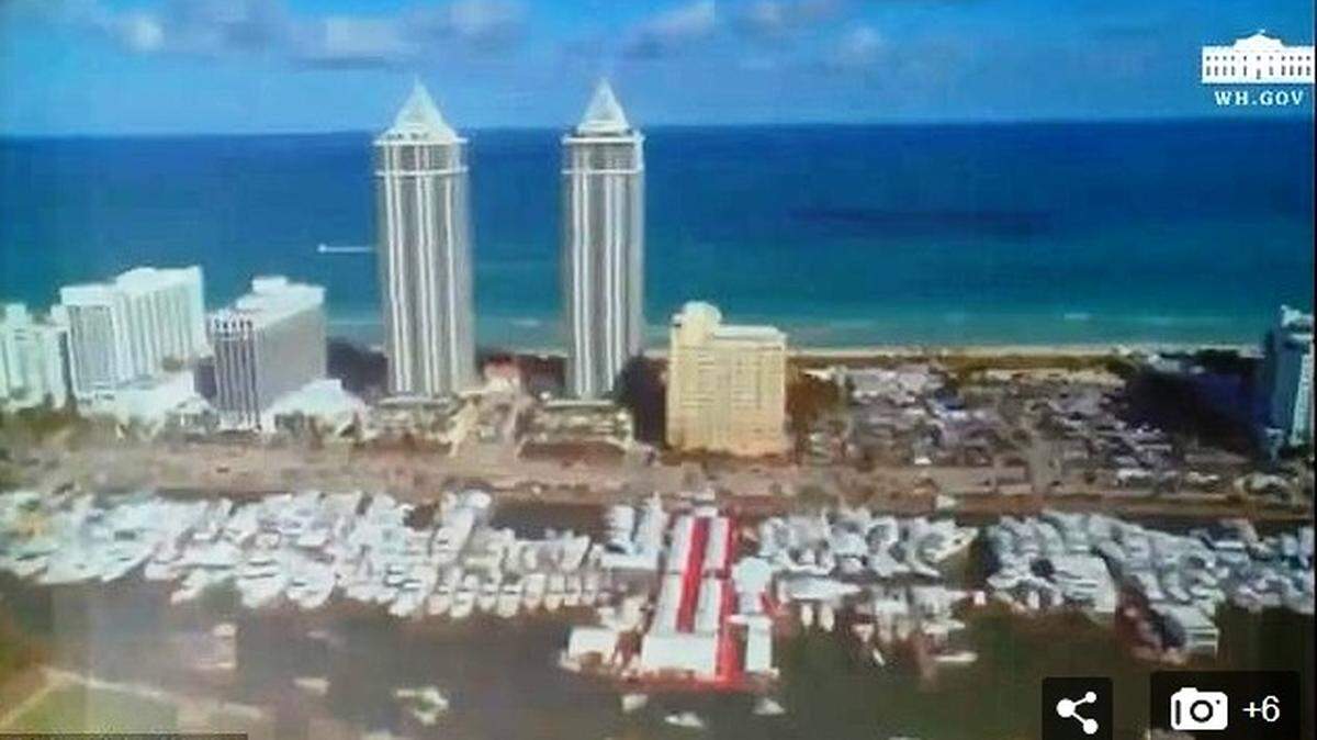 A shot of the Blue Diamond and Green Diamond condo towers on the 4700 block of Miami Beach’s Collins Avenue.