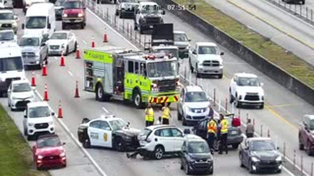 Interstate 95 at about Northeast 196th Street, Tuesday morning, 7:51 a.m.