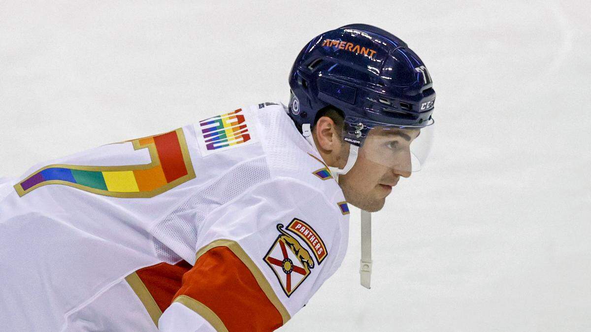 Florida Panthers center Frank Vatrano (77) during warmups before the start of an NHL game against the Detroit Red Wings at the FLA Live Arena on Saturday, March 5, 2022 in Sunrise, Fl.