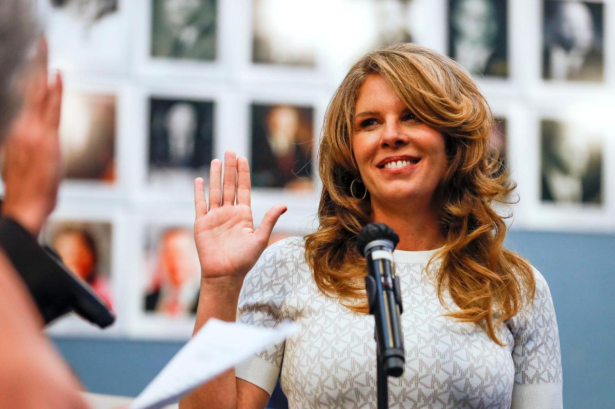 Miami Beach Commissioner Kristen Rosen Gonzalez is sworn in during a ceremony at Miami Beach City Hall on Monday, Nov. 22, 2021.