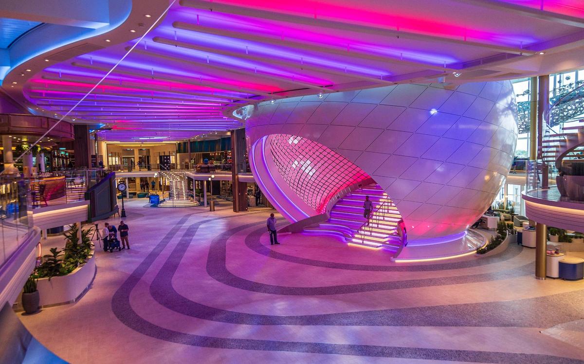 View of the Pearl located in The Promenade inside the Royal Caribbean’s Icon of the Seas.