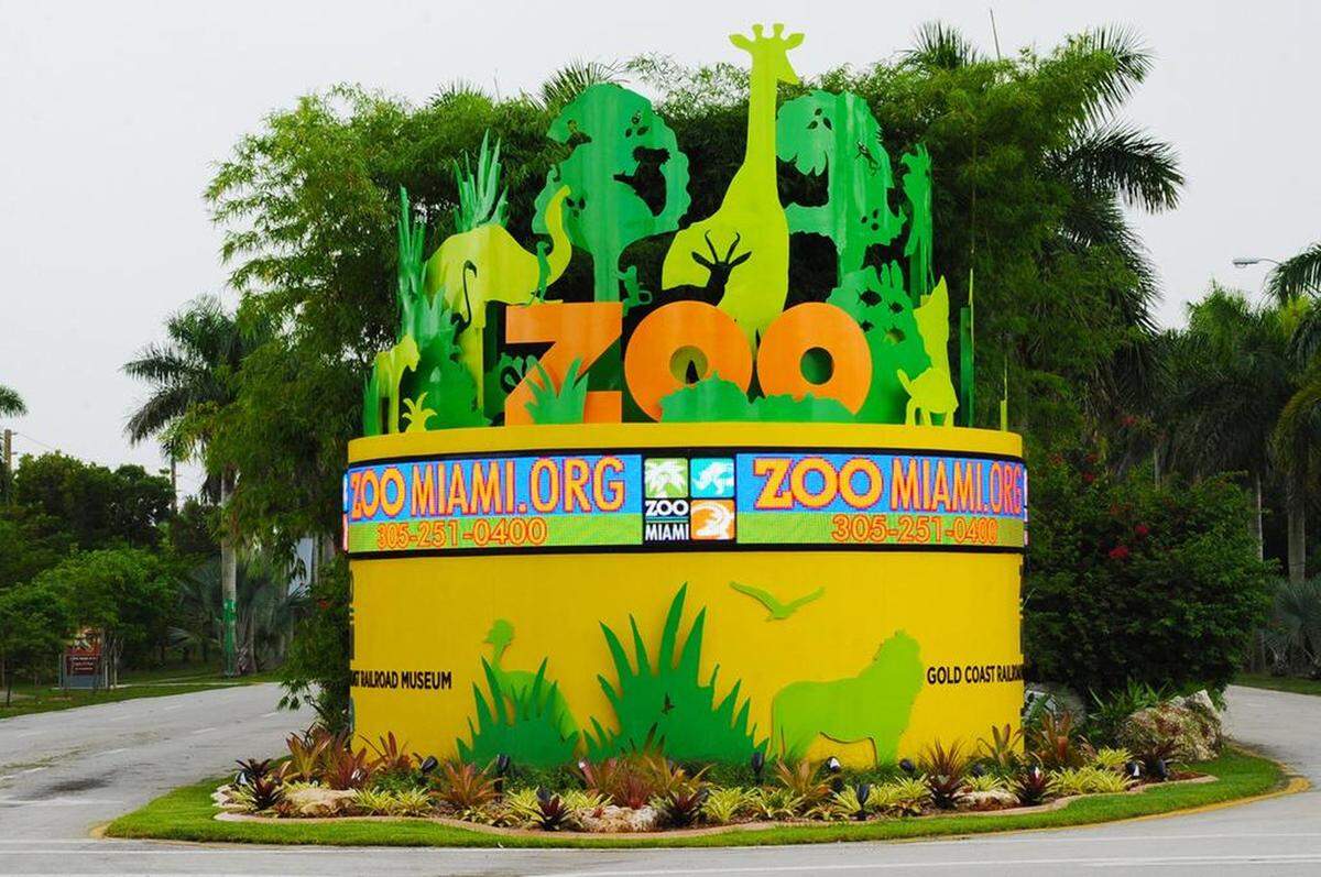 Zoo Miami entrance off SW 152nd Street on the souther edge of Kendall.