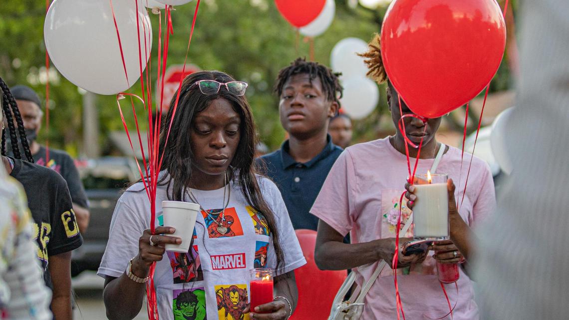 Memorials like this one, which took place last year for Liberty City community den mother Elizabeth Level, 85, who was killed by crossfire in front of her home, are less frequent in Miami as the homicide rate continues to fall.