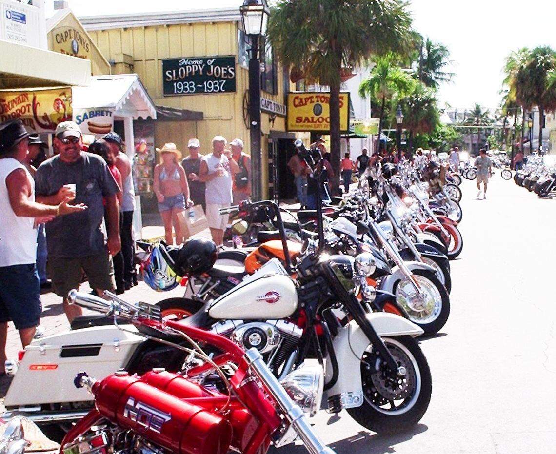 A street scene in Key West during the annual Poker Run.