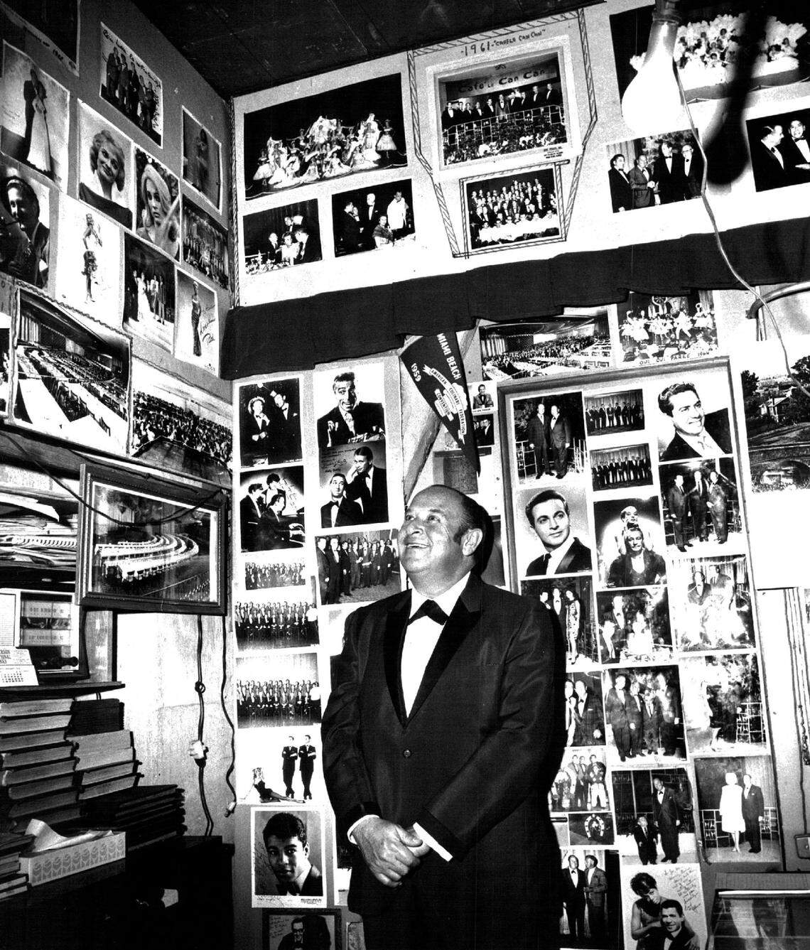 In 1970, Hans Reiss,maitre d’ at the Carillon Hotel in Miami Beach, has pleasant memories as he looks back on the revues and stars appearing in the hotel’s Le Cafe supper Club. The Carillon nightspot was known as the Club Siam when it opened in February 1958, featuring such weekly changing entertainers as the Ames Brothers and Andrews Sisters. The name was changed to Cafe Le Can Can in 1959 and, for several years, the Carillon’s executive director, Herb Robins, brought in top-flight revues produced by Lou Walters, who was Barbara Walters’ father. Because the public wanted something more modern, the Carillon launched another new trend in Miami Beach entertainment with “Shazzam,” offering the entire family comedy and spectacular illusions blended into colorful production numbers.