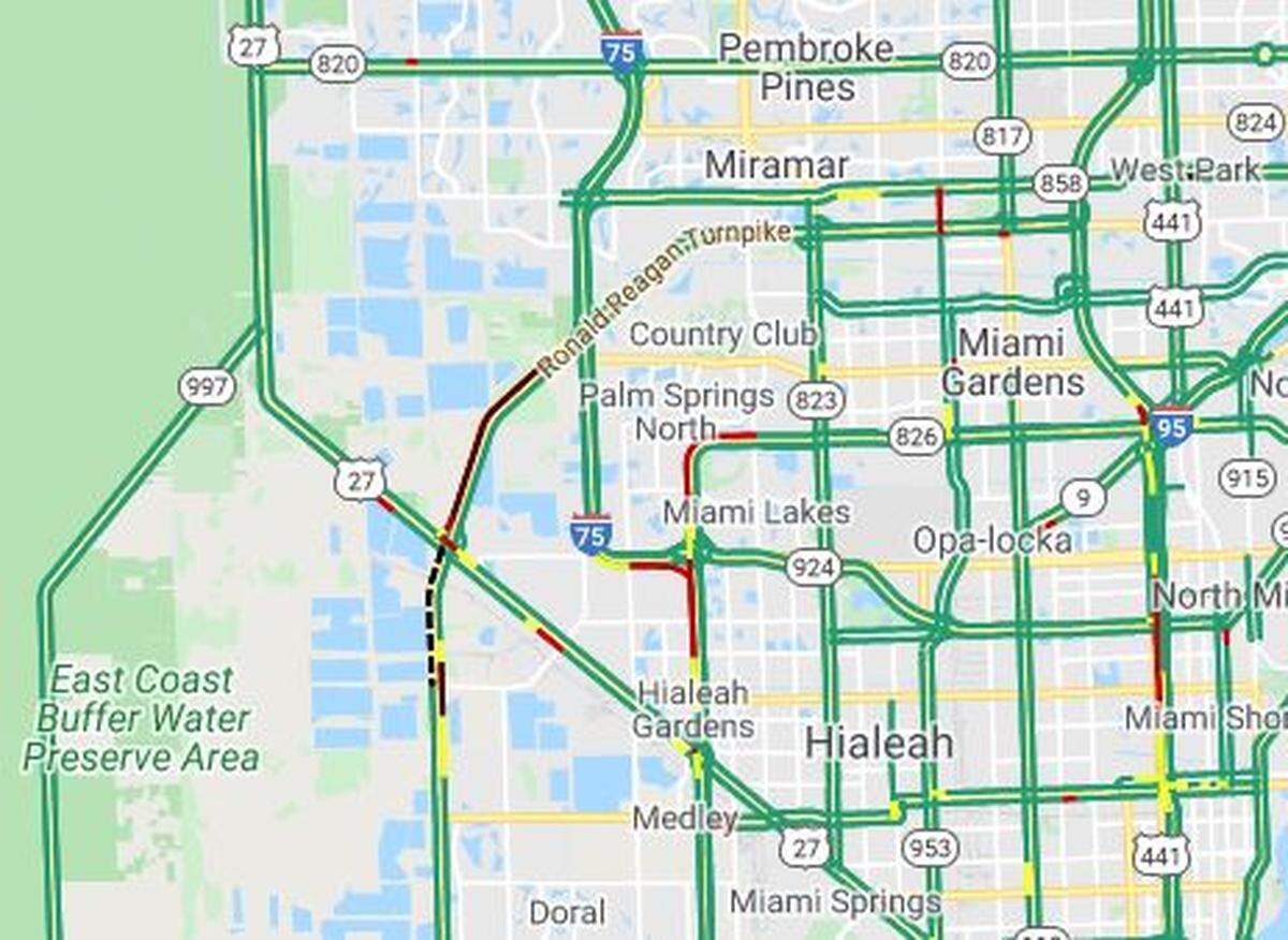 The Florida Turnpike and Interstate 75 in Northwest Miami-Dade County and Southern Broward County