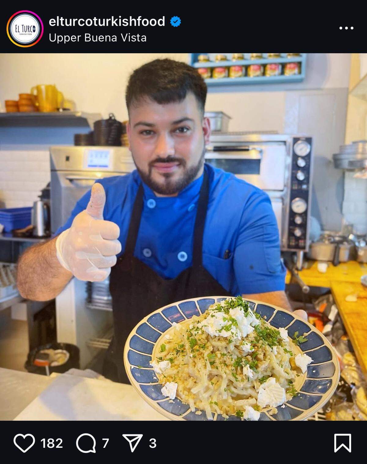 Nicolás Esbir at work with a recently prepared dish.
