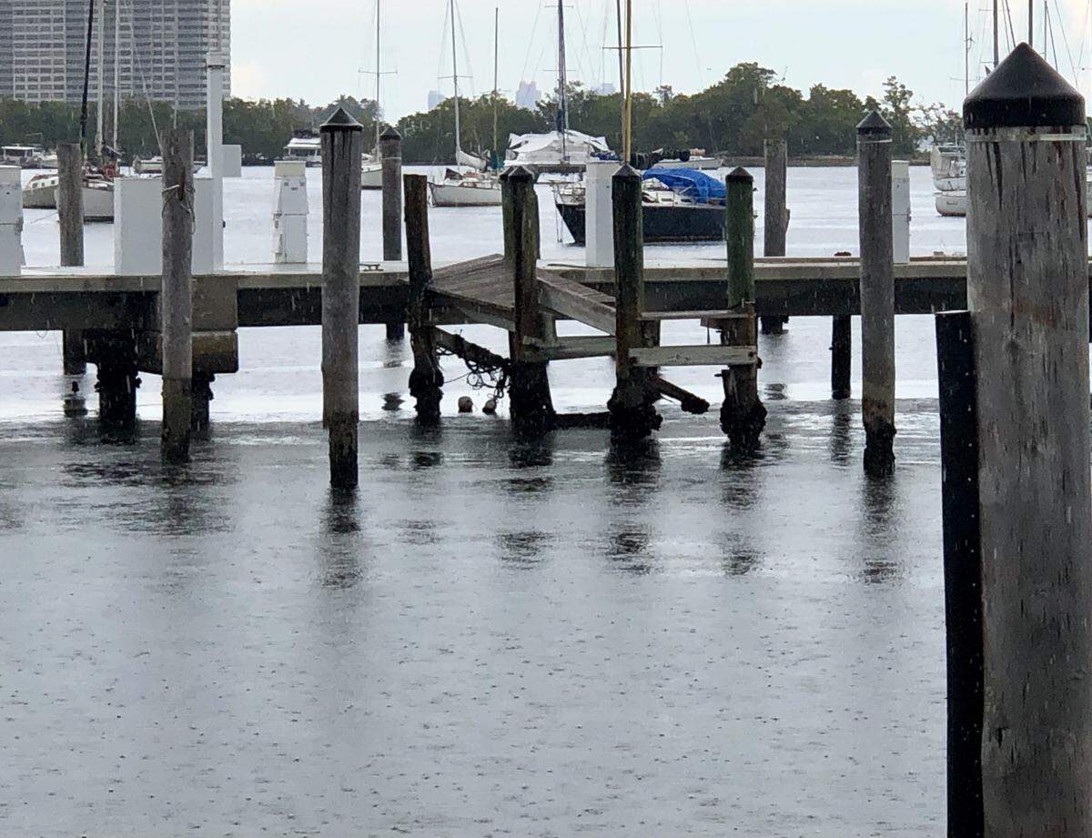 Some of the docks at Dinner Key Marina, particularly on the north side, is still damaged from Hurricane Irma. The city hopes to start repairs soon.