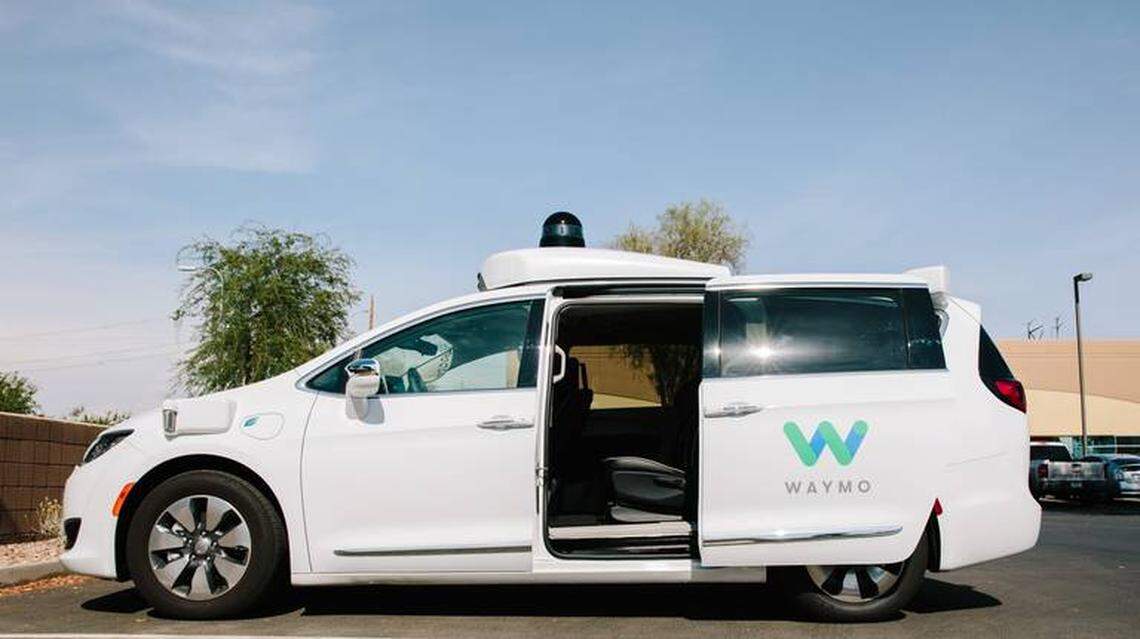 A Waymo Chrysler Pacifica minivan in Chandler, Arizona, where the company is testing its autonomous vehicles.