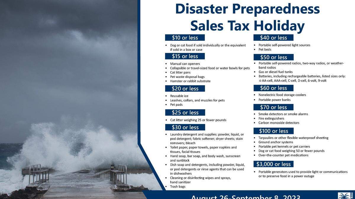 Here are items included in 2023 Florida’s disaster preparedness sales tax holiday.