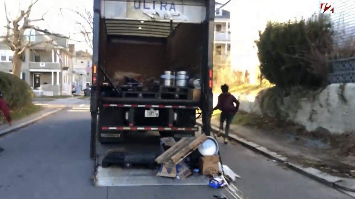 A man in Rhode Island was arrested after crashing a stolen a beer delivery truck into a pole with officers following in pursuit in Providence, police said.