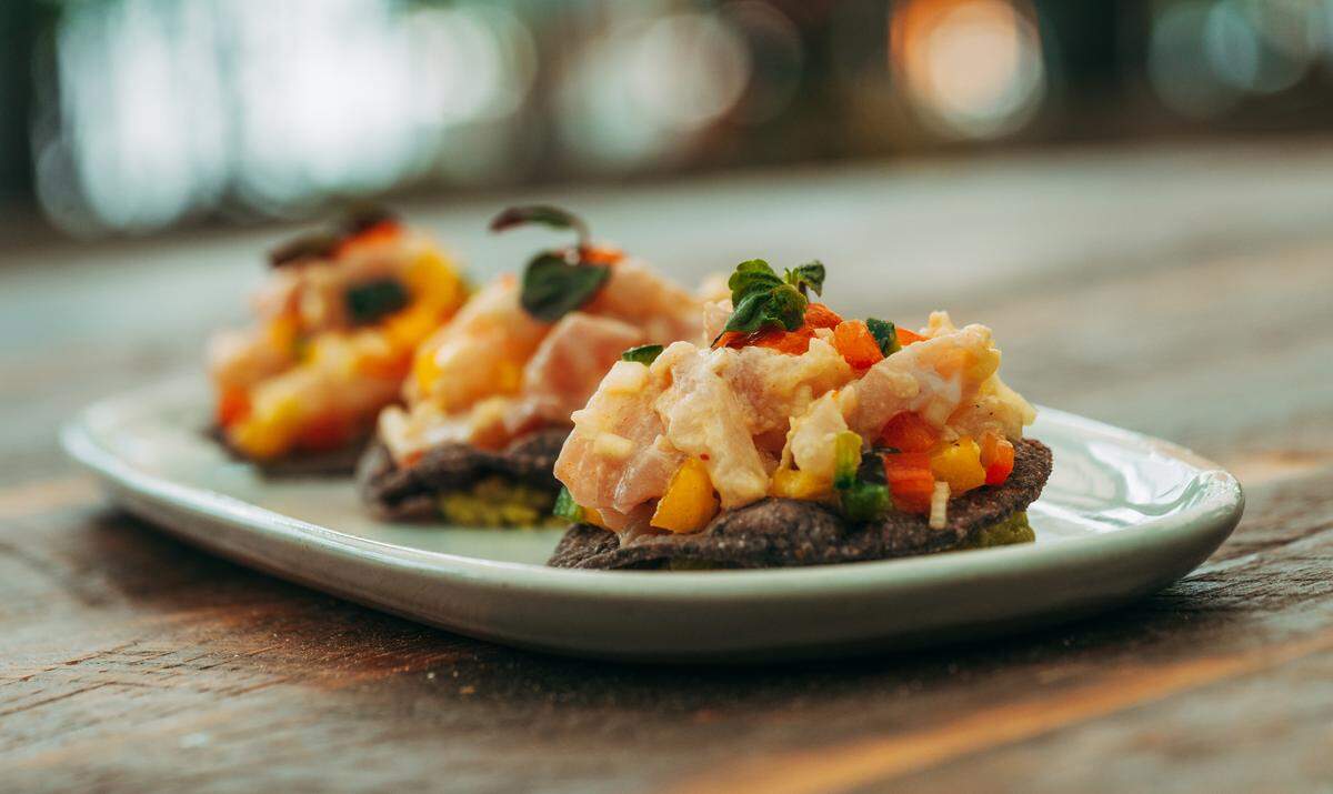 Snapper ceviche tostada at Le Chick.