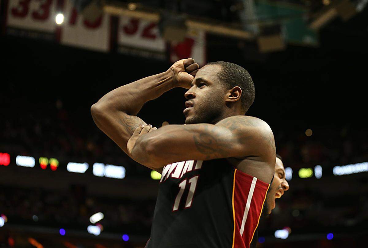 Miami Heat guard Dion Waiters reacts after he scored in the second quarter of the Miami Heat vs Indiana Pacers, NBA game at AmericanAirlines Arena in Miami on Saturday, October 21, 2017.