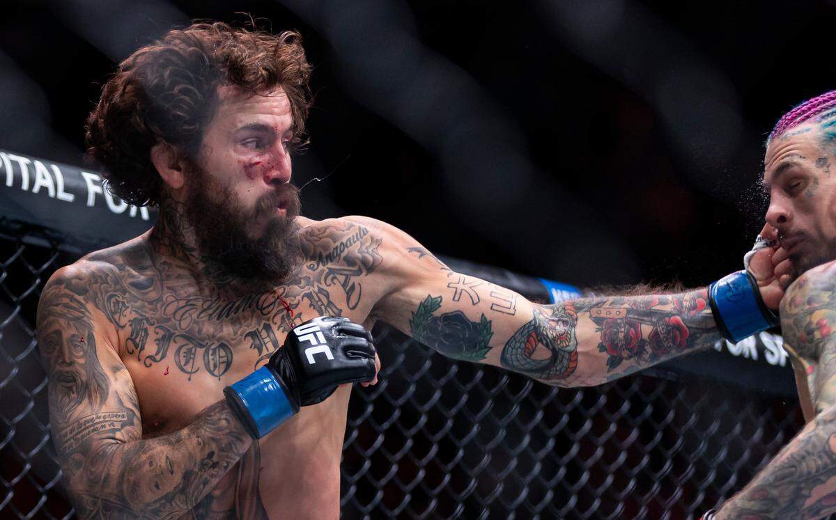 Sean O’Malley of the United States fights against Marlon Vera of Ecuador during their bantamweight title match during the UFC 299 event at the Kaseya Center on Saturday, March 9, 2024, in downtown Miami, Fla.