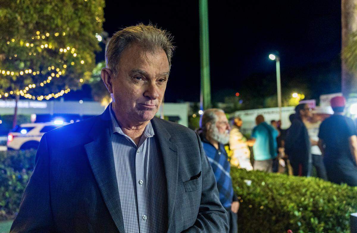 A group of Cuban exiles including Ramón Saúl Sánchez, leader of the Democracia organization, attended a vigil held at the iconic Versailles Cuban Cuisine Restaurant after four people were killed after a gunfire a day after a erupted between a Florida boat and the Cuban Coast Guard, at sea in Cuba, on Thursday, February 26, 2026.