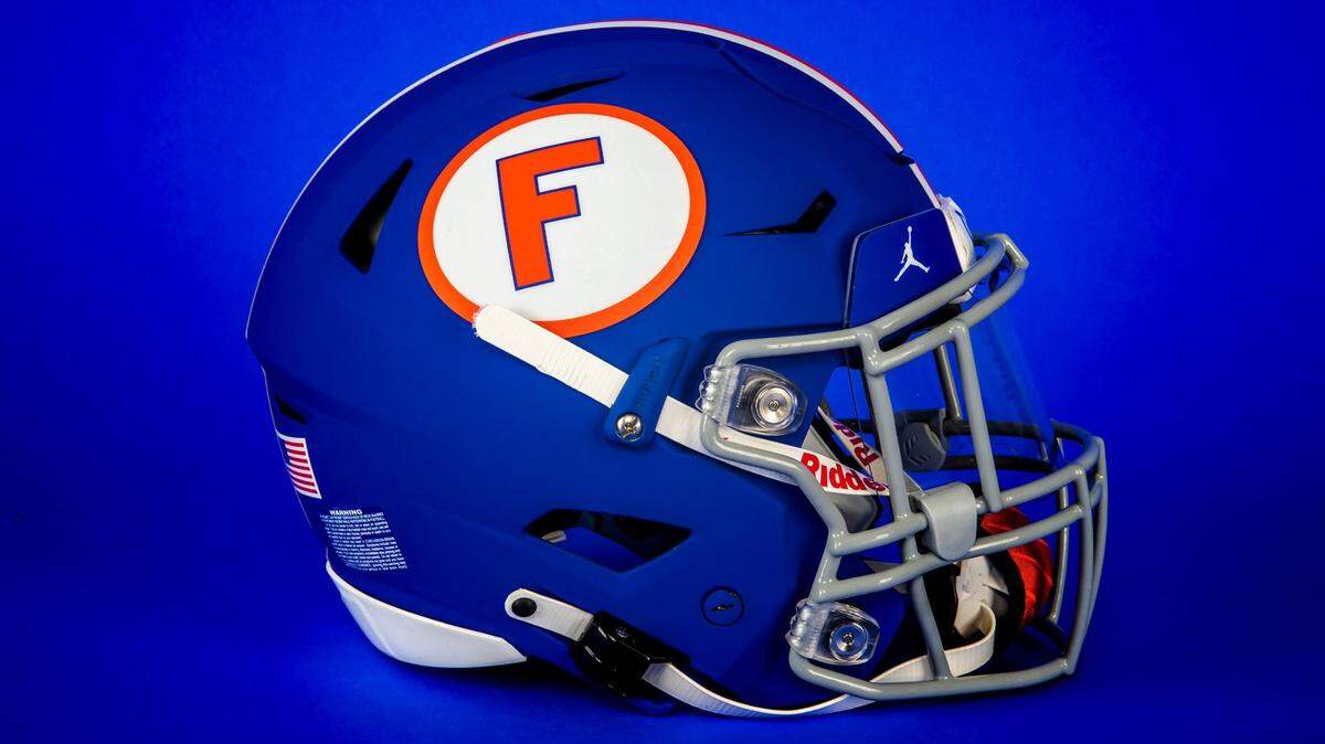 The Florida Gators are using a throwback 1960s helmet with their retro uniforms in their homecoming football game against Missouri on Saturday, Oct. 31, 2020.