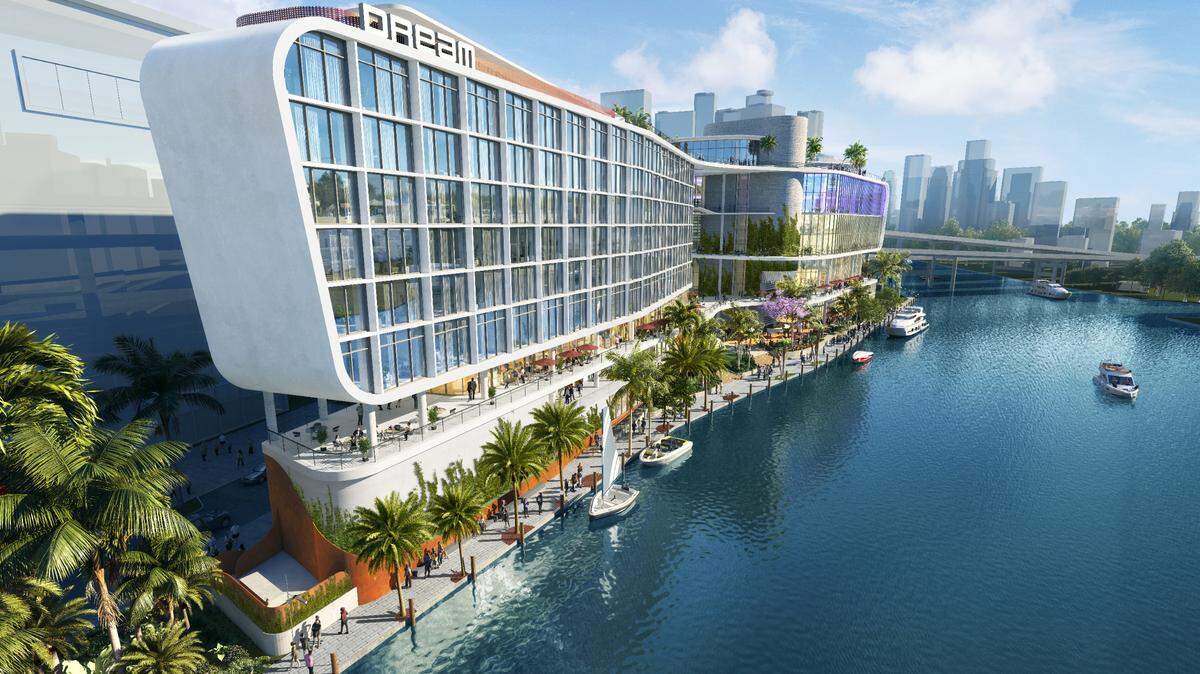 A rendering of Riverside Wharf, which would bring a hotel, shopping and more to the Miami River area.
