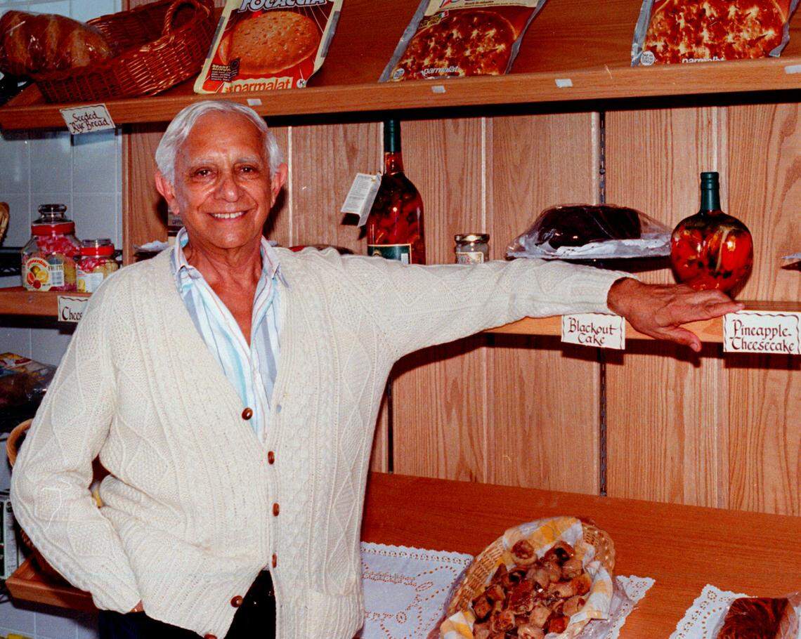 Arthur Horowitz poses at one of the shelves of his Junior’s retail store. After an absence of many years, Junior’s is back with refrigerated and frozen versions of the dishes that made the restaurants famous. Mr. horowitz personally taste tests samples from the kitchen in Pembroke Park before they are shipped to the retail store in North Dade. They are planning to open several more retail stores in the future.