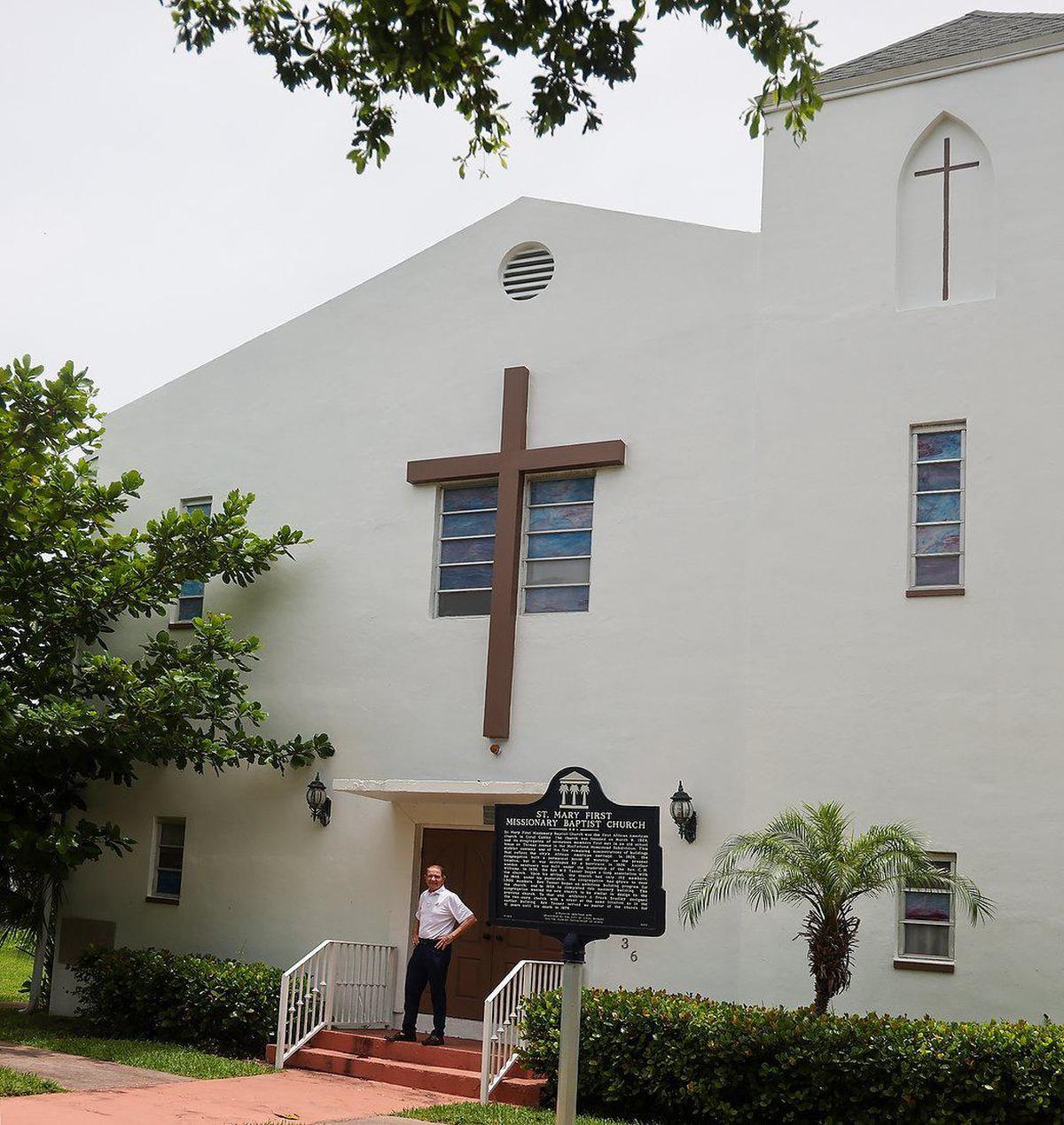Mike Eidson, cofounder of the nonprofit, Sanctuary of the Arts, stands outside the historic St. Mary First Missionary Baptist Church. The nonprofit bought the property in 2020 and converted it into a 300-seat performing arts space.