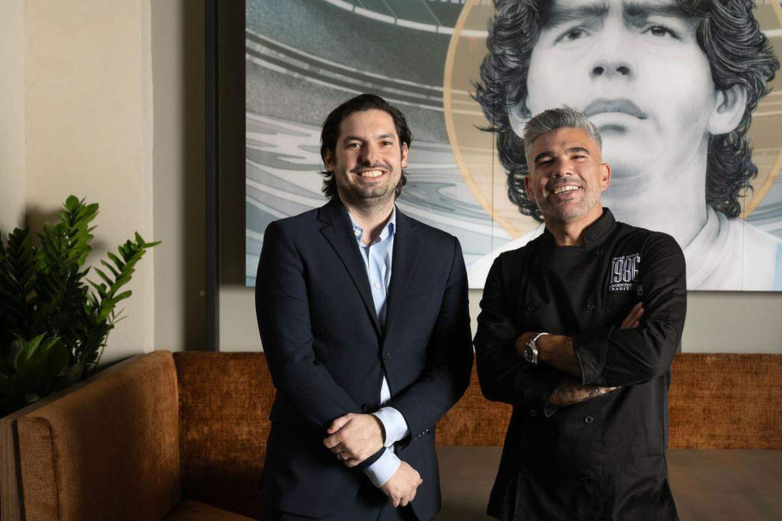 Stefano Cremasco and chef Marcel Daguerre at 1986 Steakhouse.