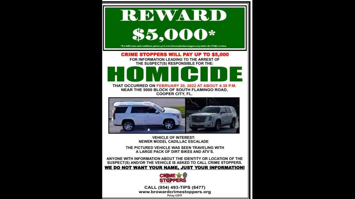 One man died and another was injured during a shooting involving ATV riders in Cooper City, Florida, in the afternoon of Sunday, Feb. 20, 2022, according to the Broward County Sheriff’s Office.